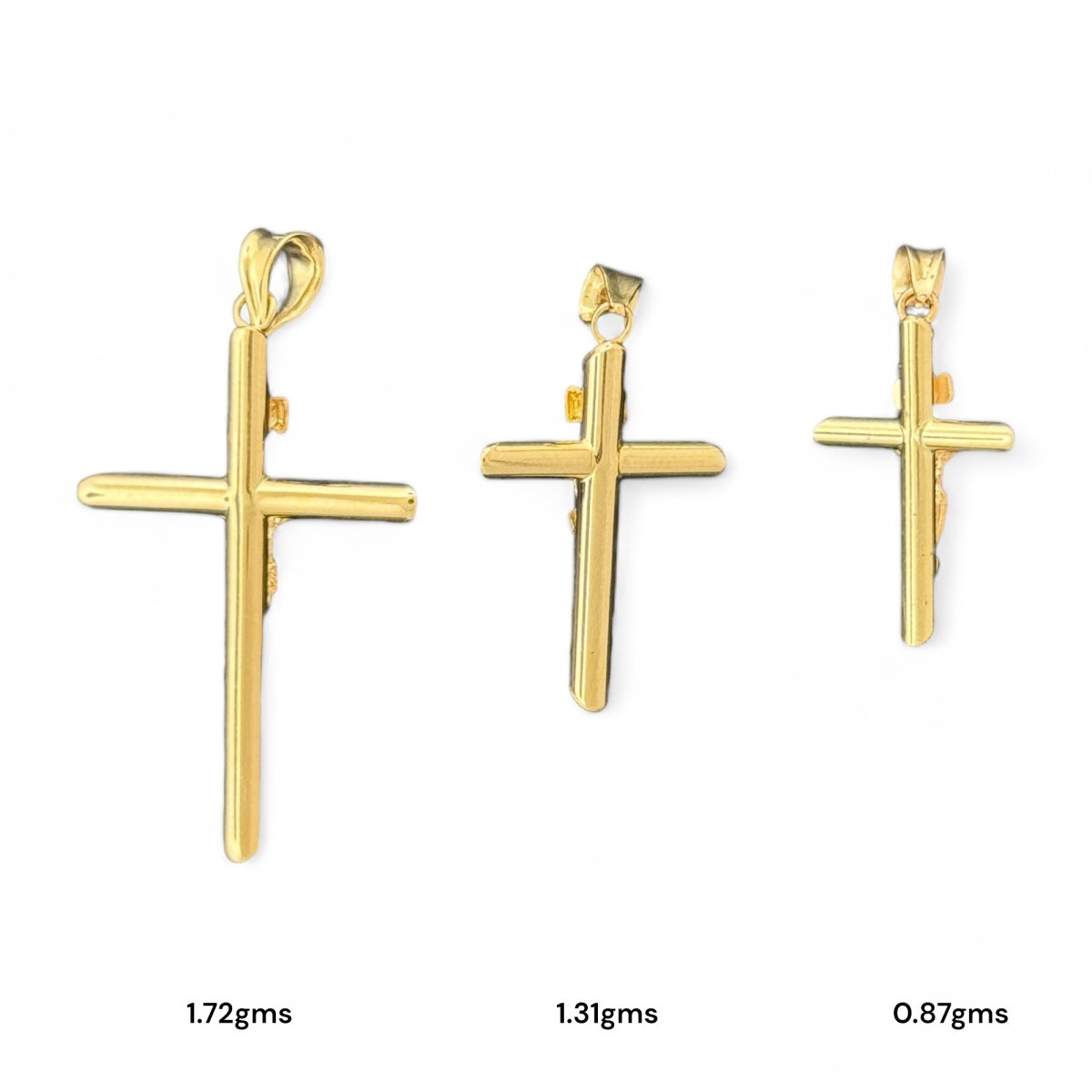 14KT Gold Crucifix Pendants - 1.72g, 1.31g, 0.87g