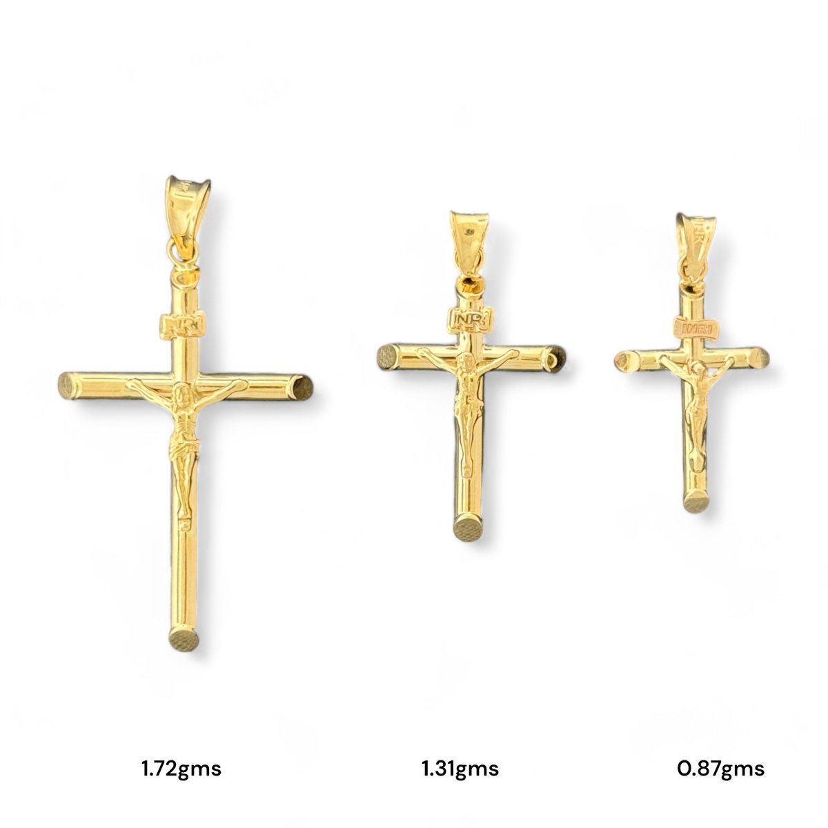 14KT Gold Crucifix Pendants - 1.72g, 1.31g, 0.87g