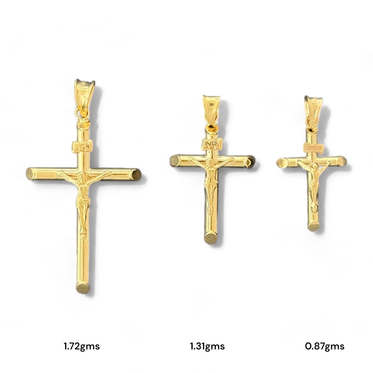 14KT Gold Crucifix Pendants - 1.72g, 1.31g, 0.87g