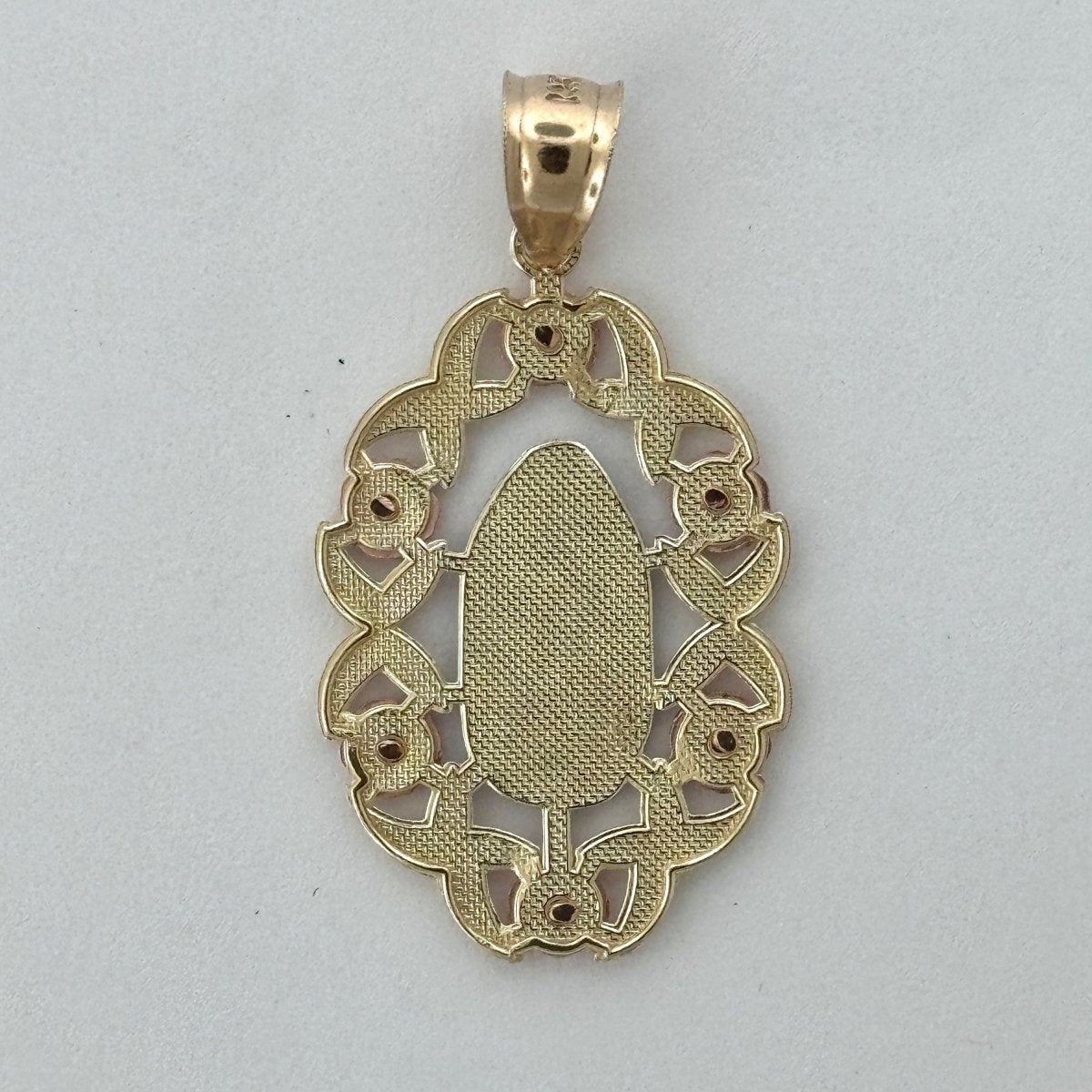 14KT Gold Guadalupe Pendant - 3mm Bail, 3.85 Grams, 1.58 Inches.