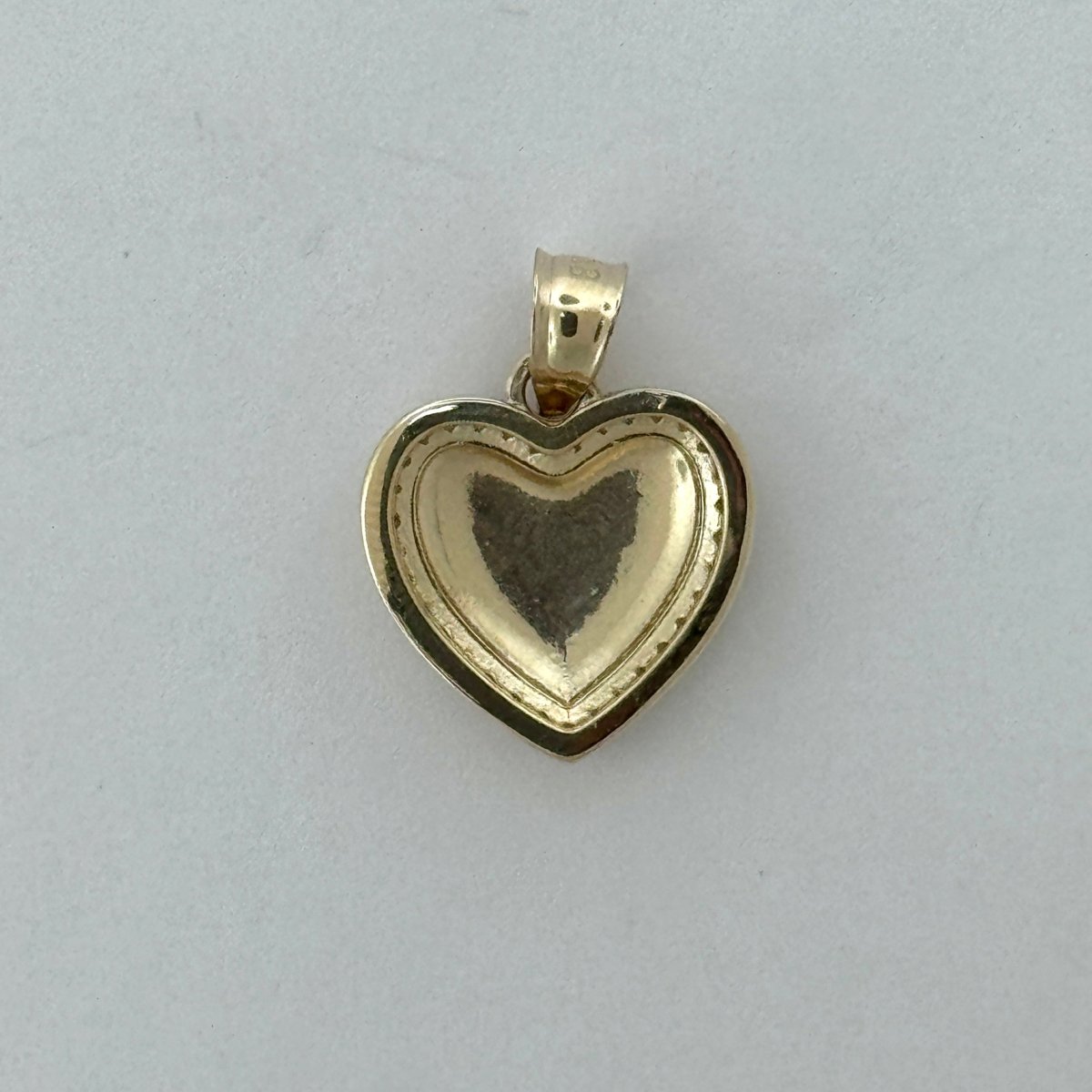 14KT Gold Heart Pendant with CZ Stones - 1.5mm Bail, 2.3 Grams, 0.79 Inches.