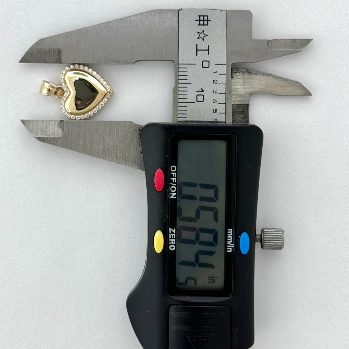 14KT Gold Heart Pendant with CZ Stones - 1.5mm Bail, 2.3 Grams, 0.79 Inches.