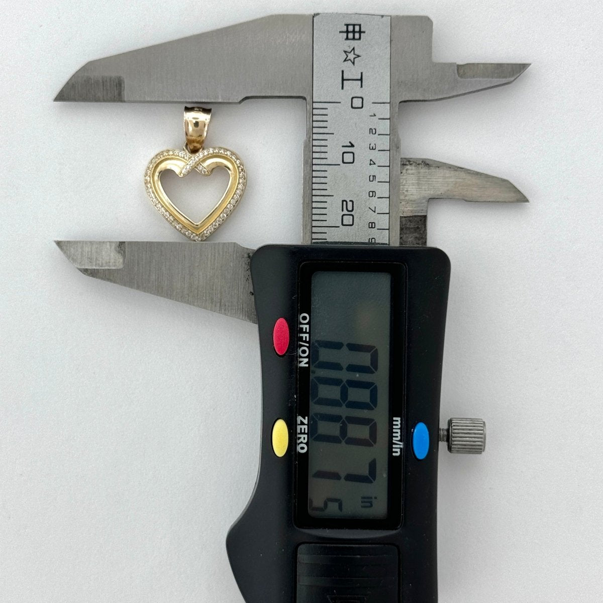 14KT Gold Heart Pendant with CZ Stones - 2mm Bail, 2.59 Grams, 0.88 Inches.