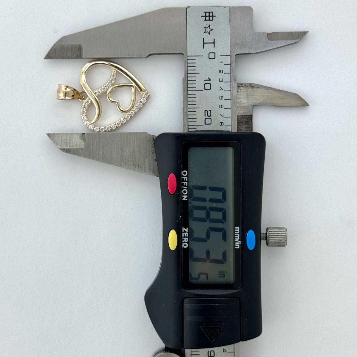 14KT Gold Heart Pendant with CZ Stones - 2mm Bail, 2.78 Grams, 1.02 Inches.