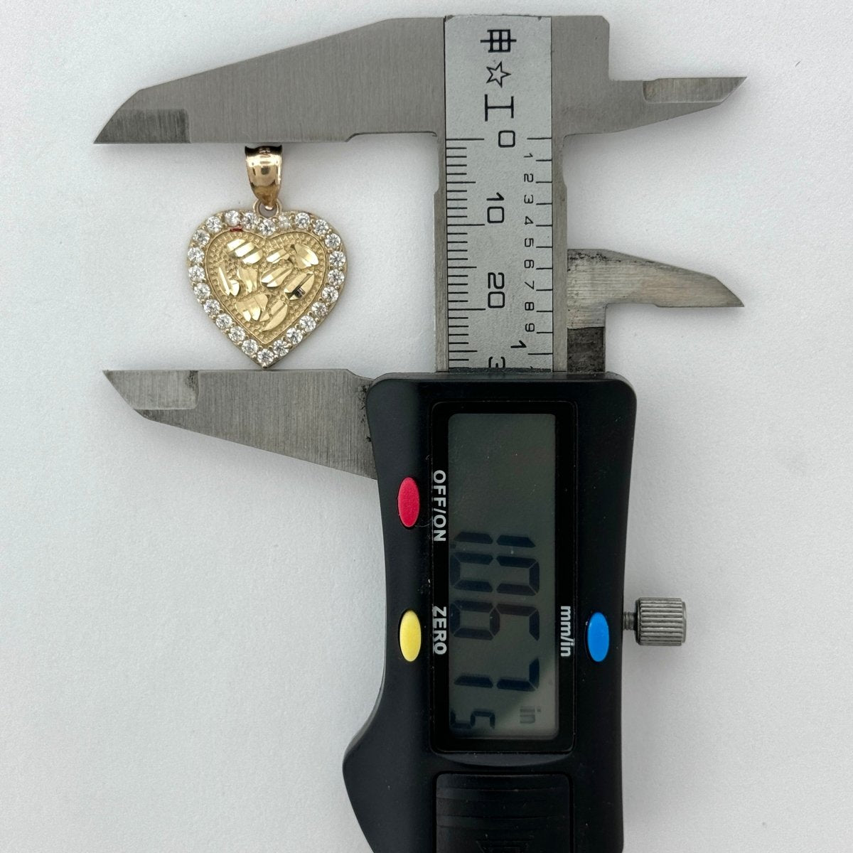 14KT Gold Heart Pendant with CZ Stones - 2mm Bail, 2.91 Grams, 1.06 Inches.