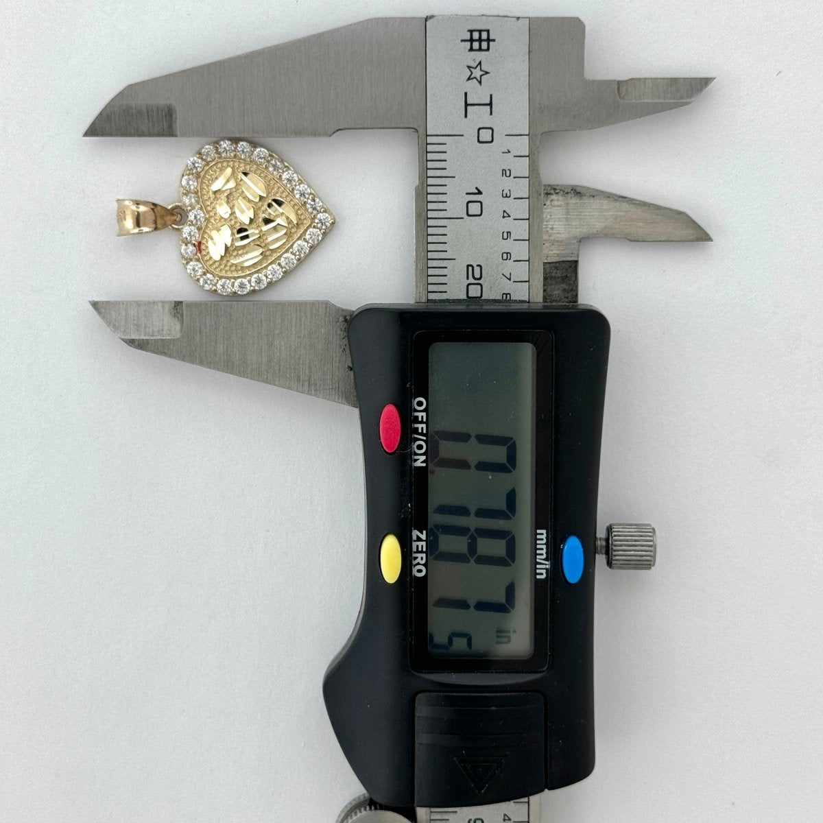 14KT Gold Heart Pendant with CZ Stones - 2mm Bail, 2.91 Grams, 1.06 Inches.