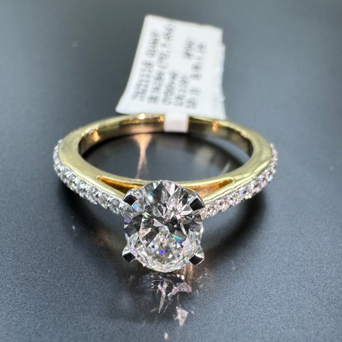 14KT Gold LAB Diamond Ring, 1.37CT