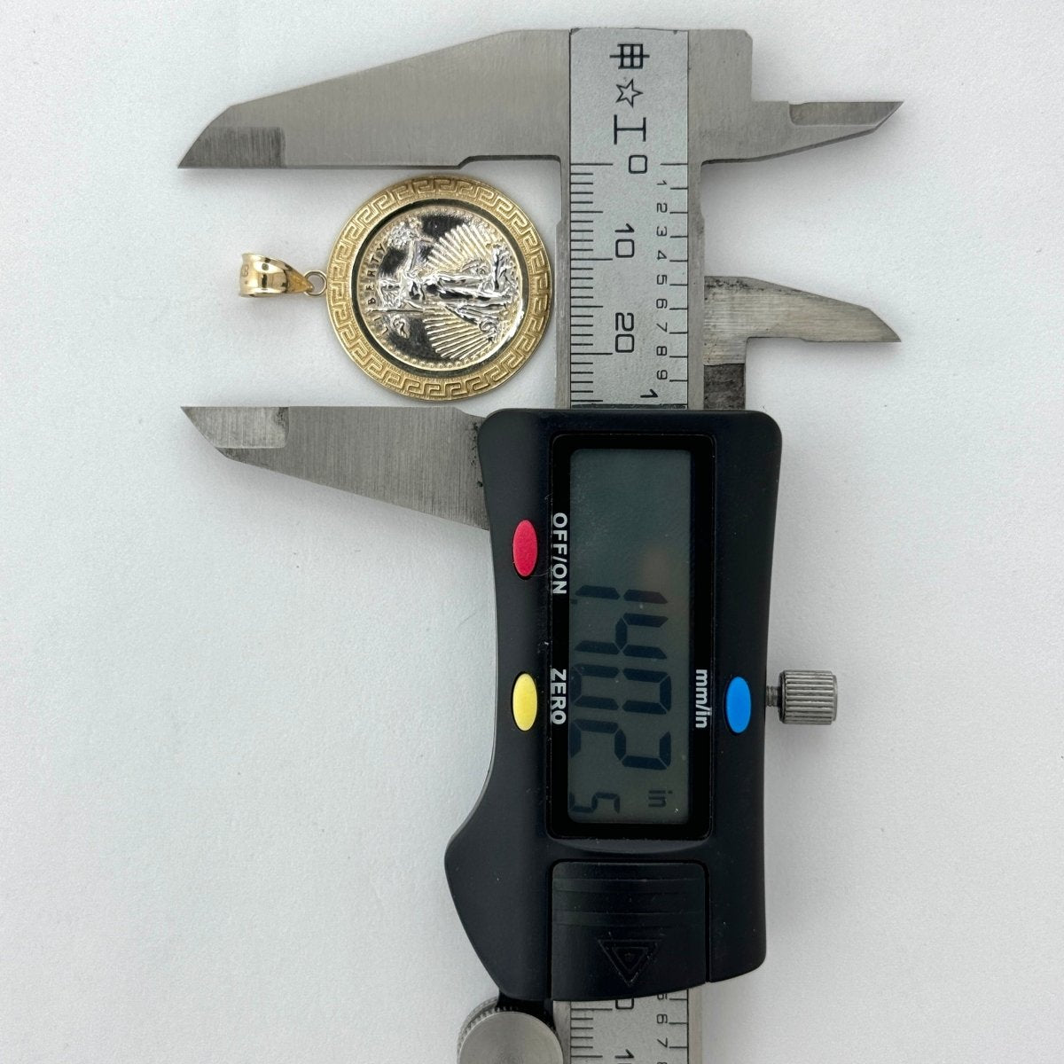 14KT Gold Liberty Pendant - 2mm Bail, 3.26 Grams, 1.69 Inches.