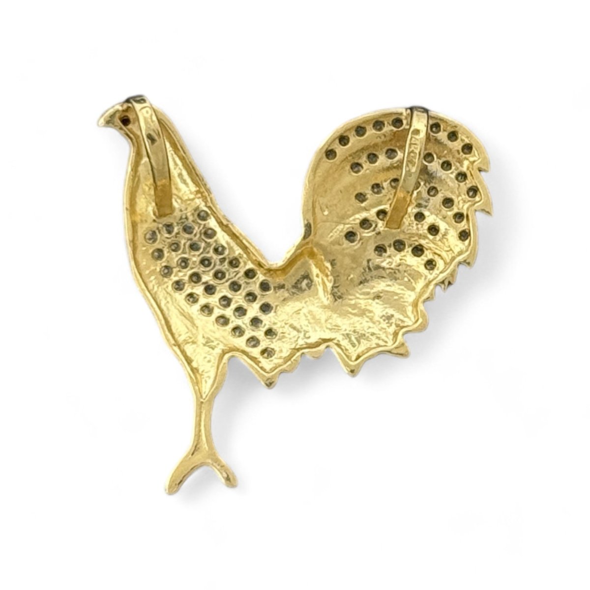 14KT Gold Rooster Pendant with Ruby Eye