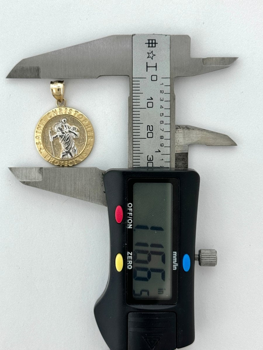 14KT Gold Saint Christopher Pendant - 2mm Bail, 2.52 Grams, 1.16 Inches.