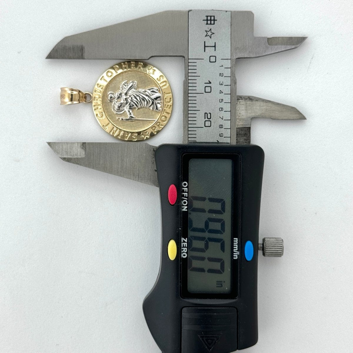 14KT Gold Saint Christopher Pendant - 3mm Bail, 4 Grams, 1.32 Inches.