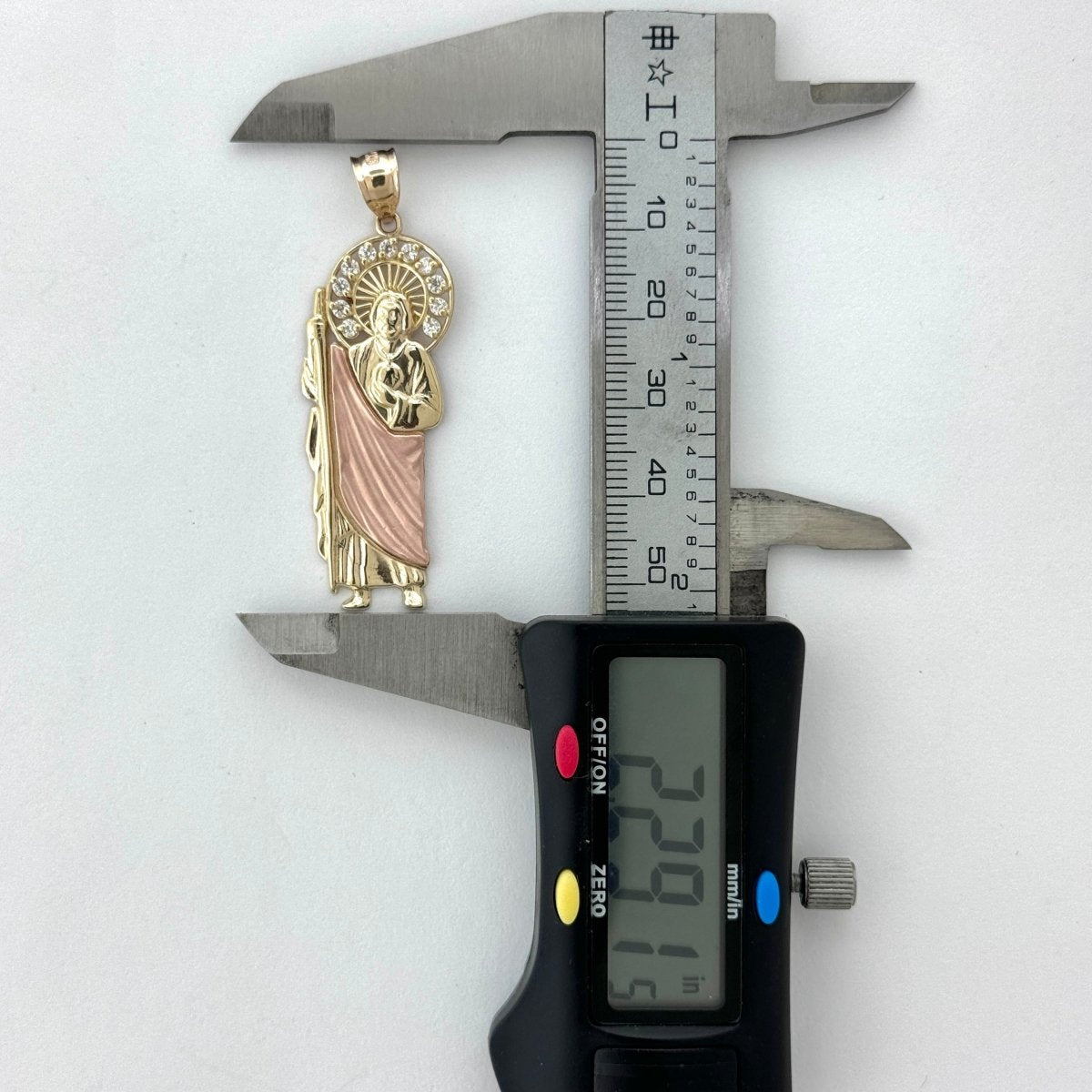 14KT Gold Saint Jude Pendant - 3mm Bail, 4.83 Grams, 2 Inches.