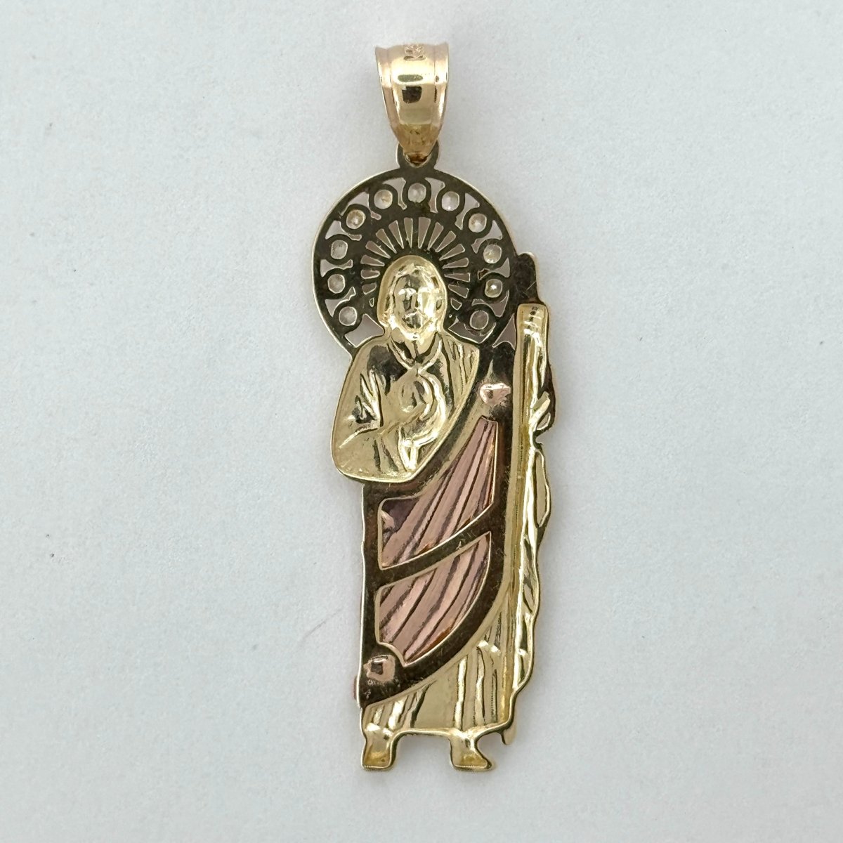 14KT Gold Saint Jude Pendant - 3mm Bail, 4.83 Grams, 2 Inches.