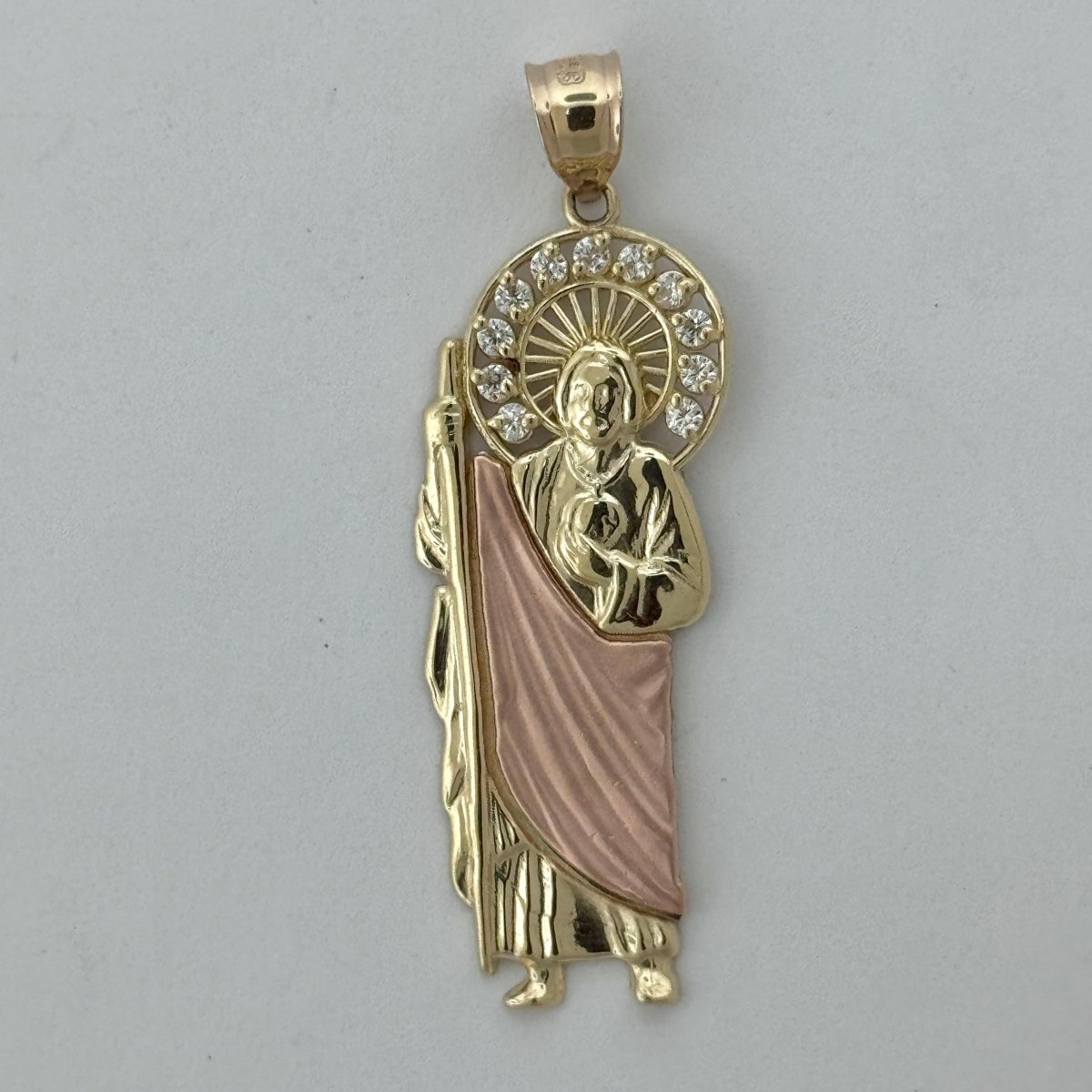 14KT Gold Saint Jude Pendant - 3mm Bail, 4.83 Grams, 2 Inches.