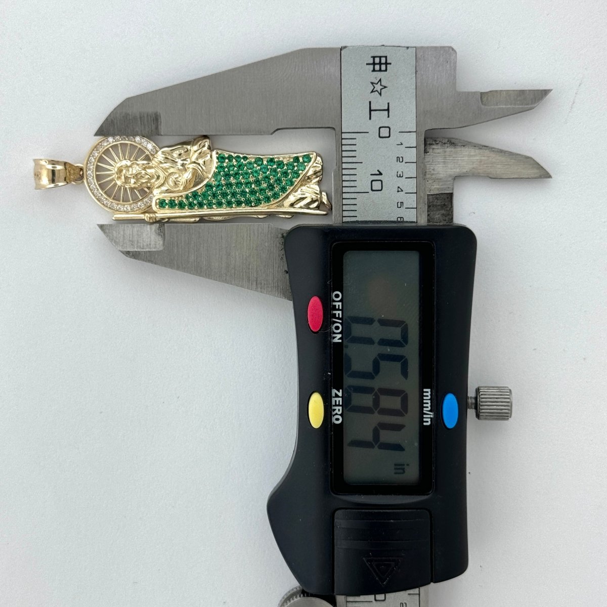 14KT Gold Saint Jude Pendant with CZ stones - 3mm Bail, 6.65 Grams, 2 Inches.