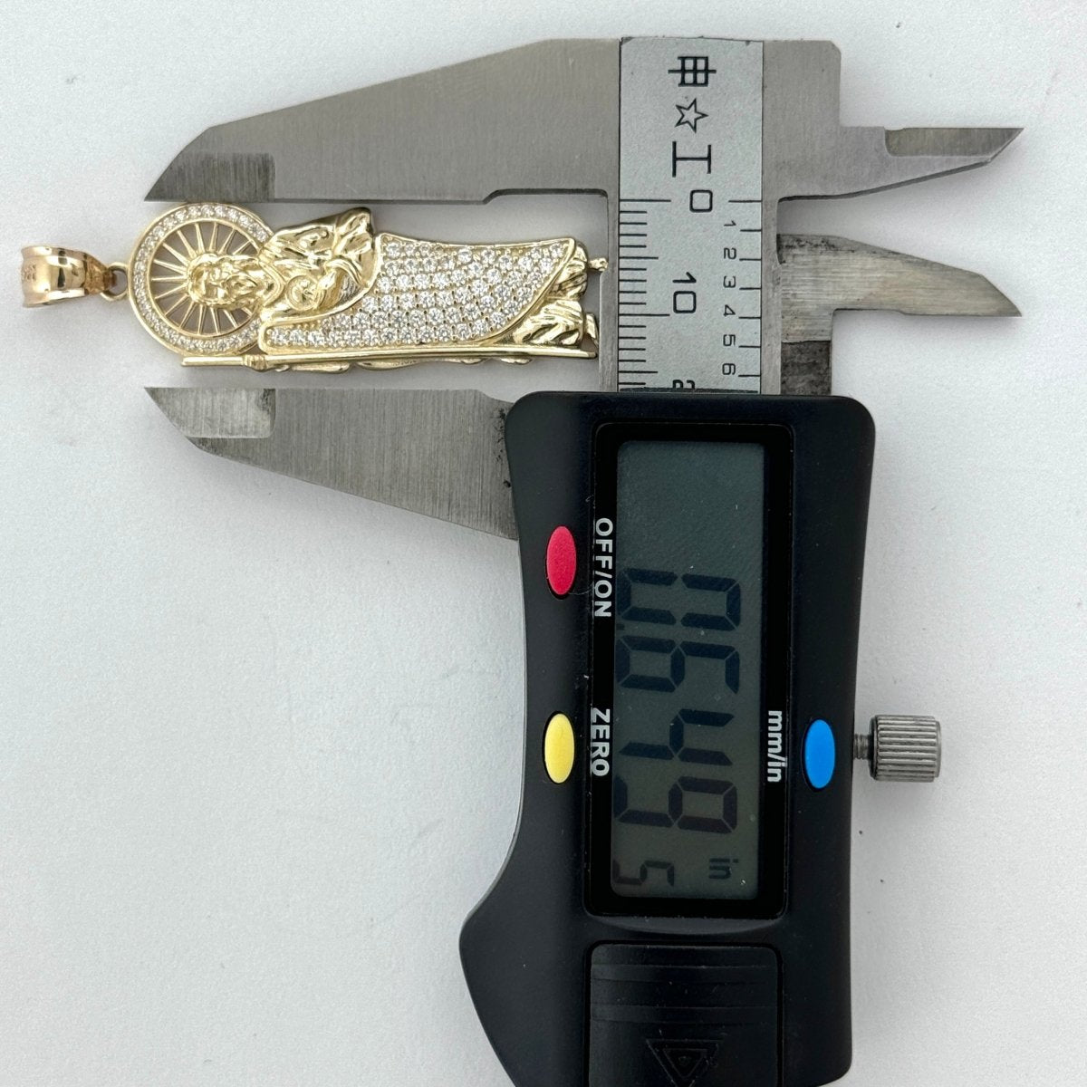 14KT Gold Saint Jude Pendant with CZ stones - 3mm Bail, 6.88 Grams, 2 Inches.