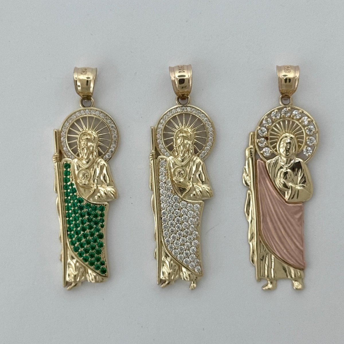 14KT Gold Saint Jude Pendants - 3mm Bail, 2 Inches.
