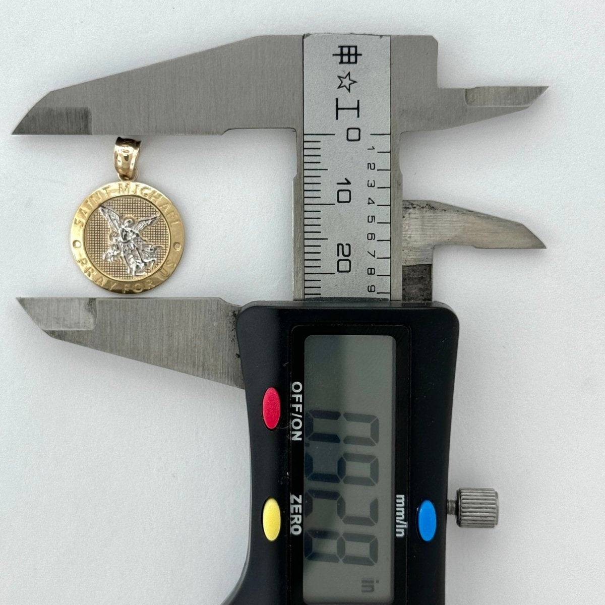 14KT Gold Saint Michael Pendant - 1.5mm Bail, 1.78 Grams, 0.92 Inches.