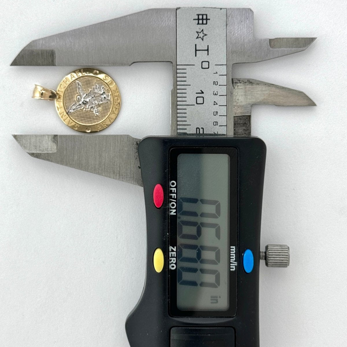 14KT Gold Saint Michael Pendant - 1.5mm Bail, 1.78 Grams, 0.92 Inches.