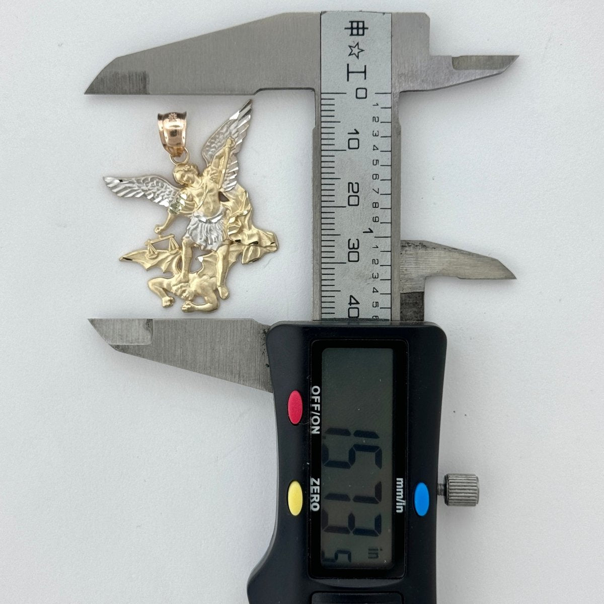 14KT Gold Saint Michael Pendant - 3mm Bail, 3.75 Grams, 1.57 Inches.