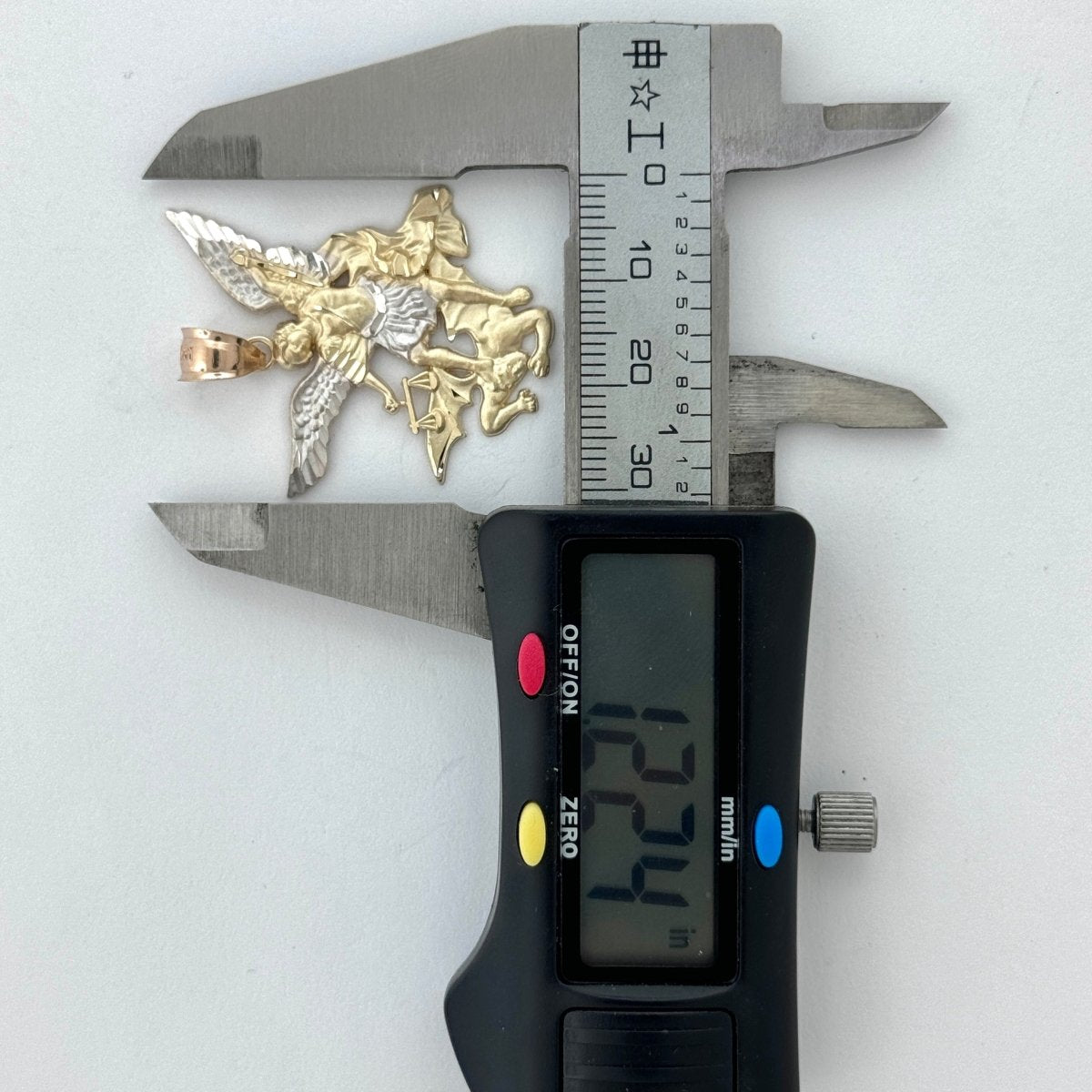 14KT Gold Saint Michael Pendant - 3mm Bail, 3.75 Grams, 1.57 Inches.