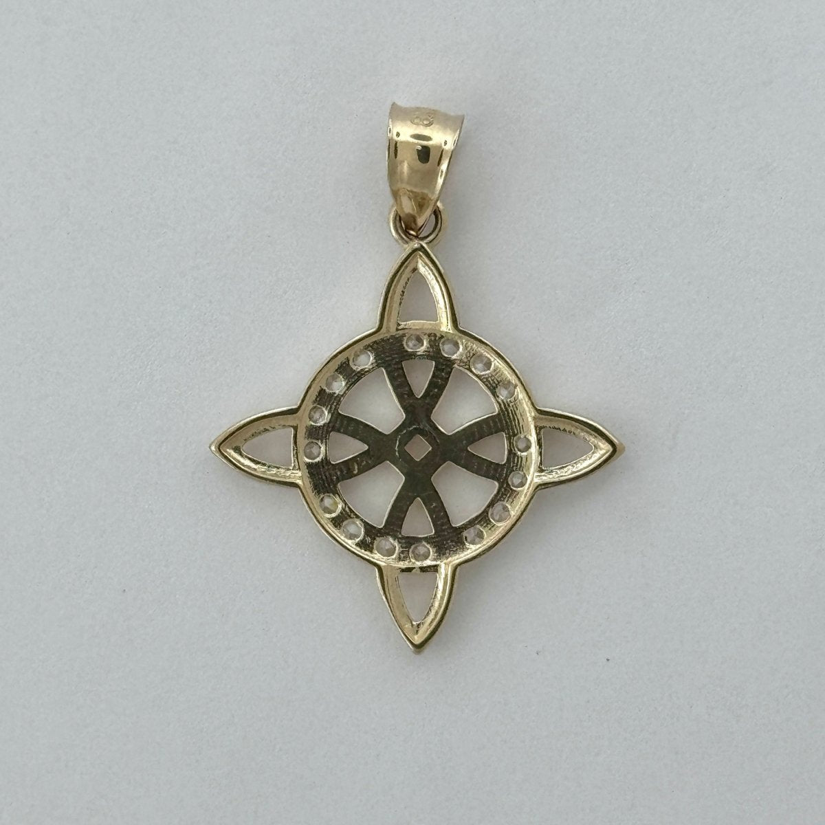 14KT Gold Witches Knot Pendant with CZ stones - 1.5mm Bail, 2.91 Grams, 0.63 Inches.
