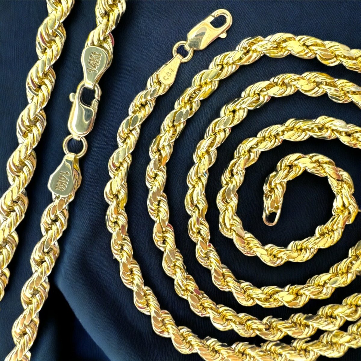 14KT Real Gold Rope Necklace, Hollow