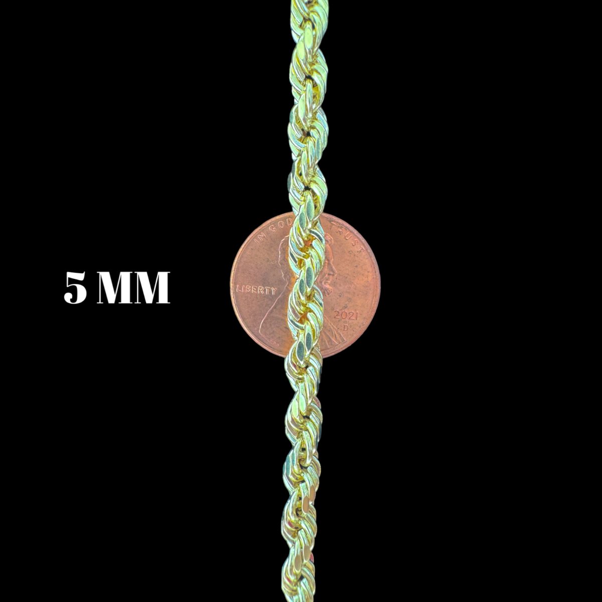 14KT Real Gold Rope Necklace, Hollow