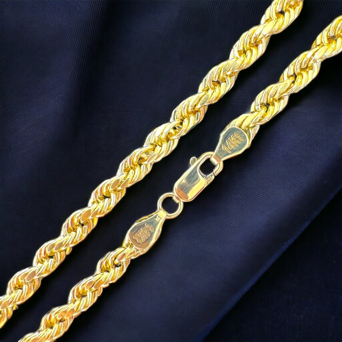 14KT Real Gold Rope Necklace, Hollow