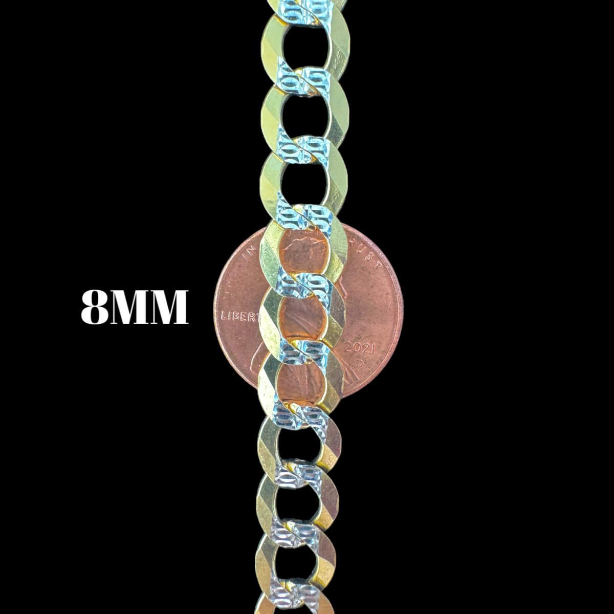 14KT Solid Cuban Pave Necklace