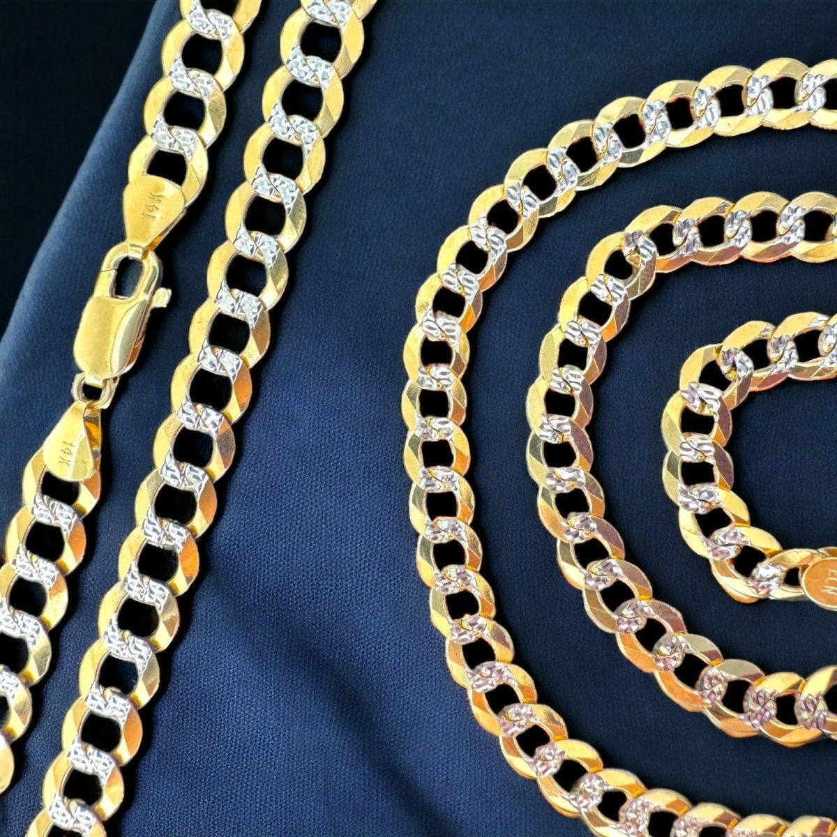 14KT Solid Cuban Pave Necklace