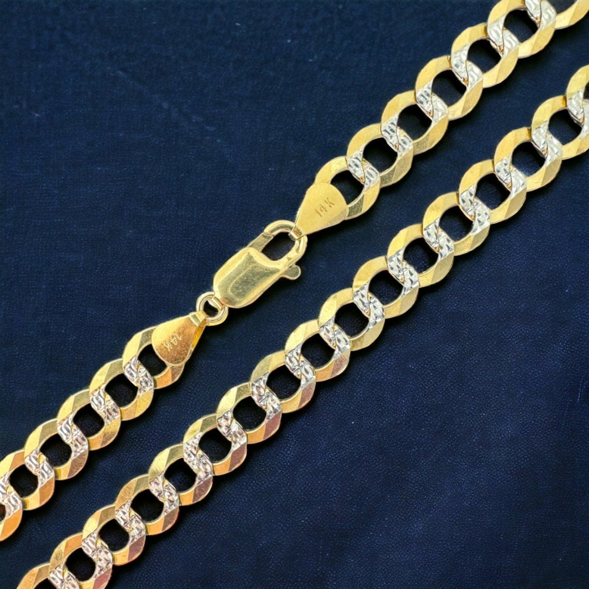 14KT Solid Cuban Pave Necklace