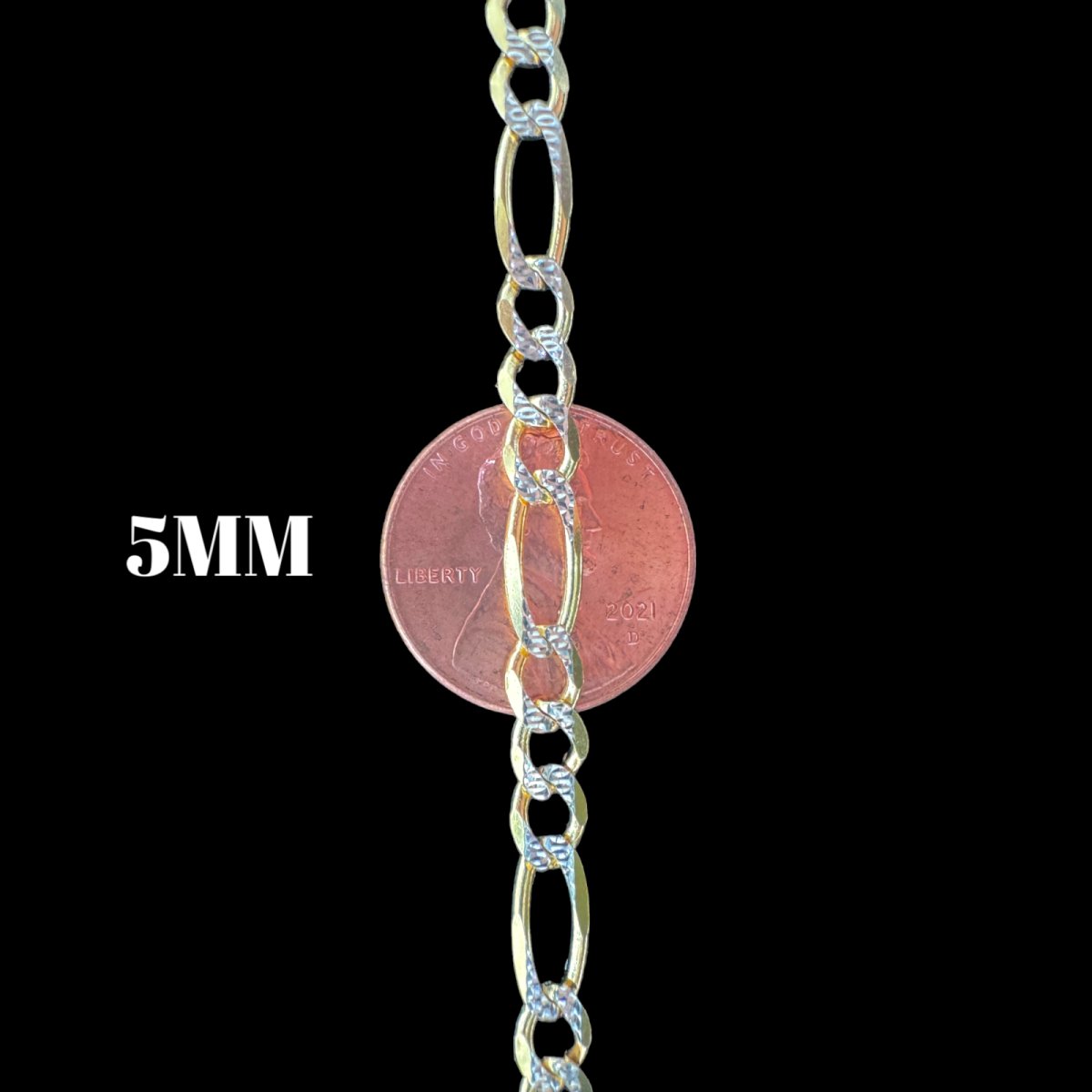 14KT Solid Figaro Pave Necklace