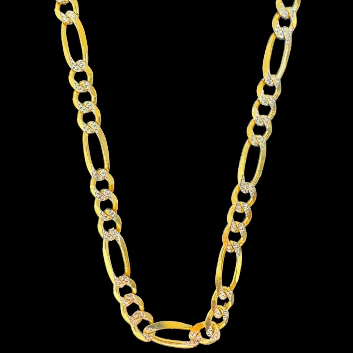 14KT Solid Figaro Pave Necklace