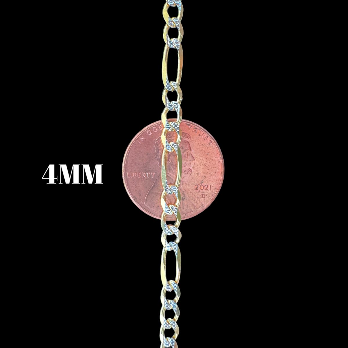 14KT Solid Figaro Pave Necklace