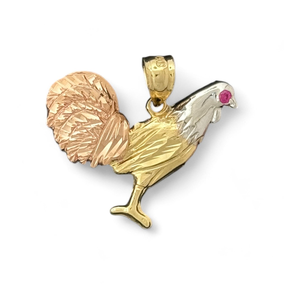 14KT Tri - Color Gold Rooster Pendant