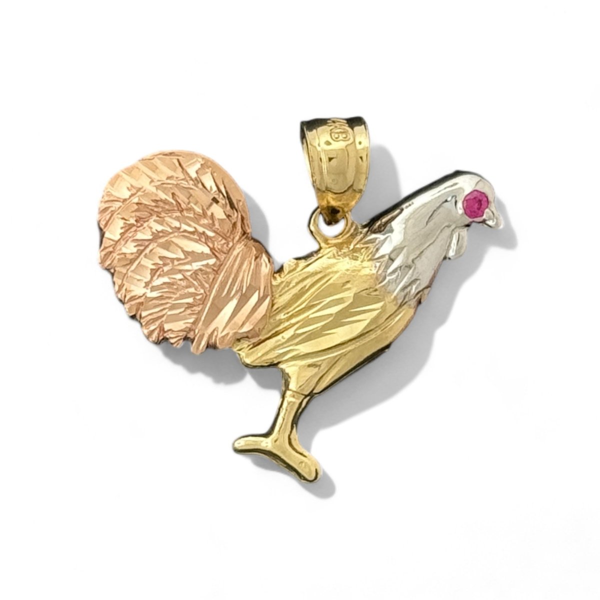 14KT Tri - Color Gold Rooster Pendant