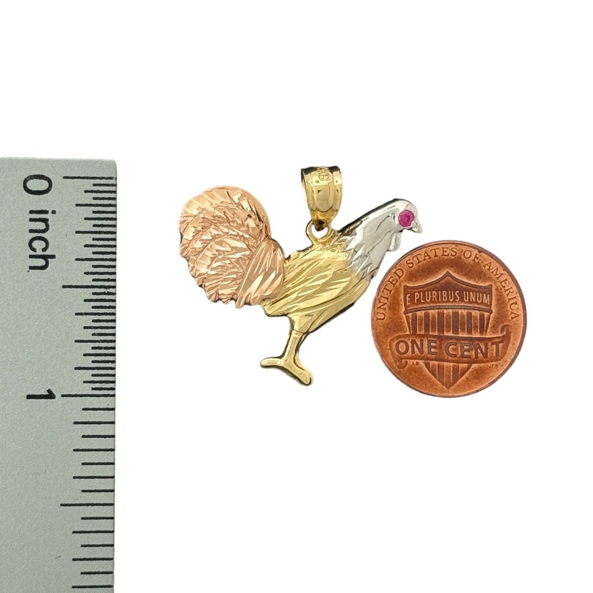 14KT Tri - Color Gold Rooster Pendant