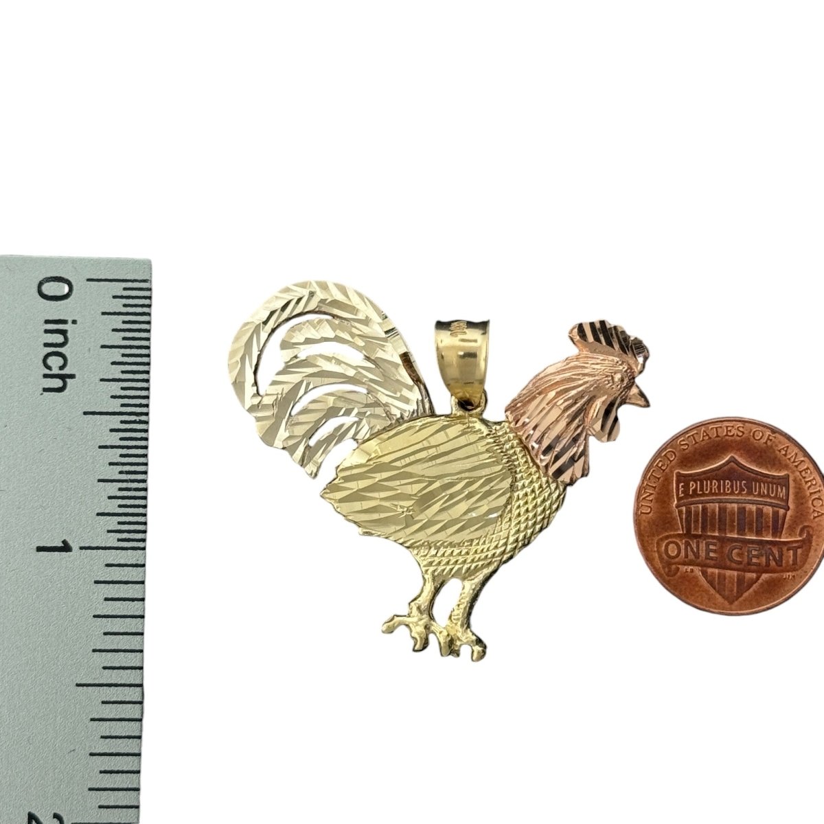 14KT Tri - Color Gold Rooster Pendant