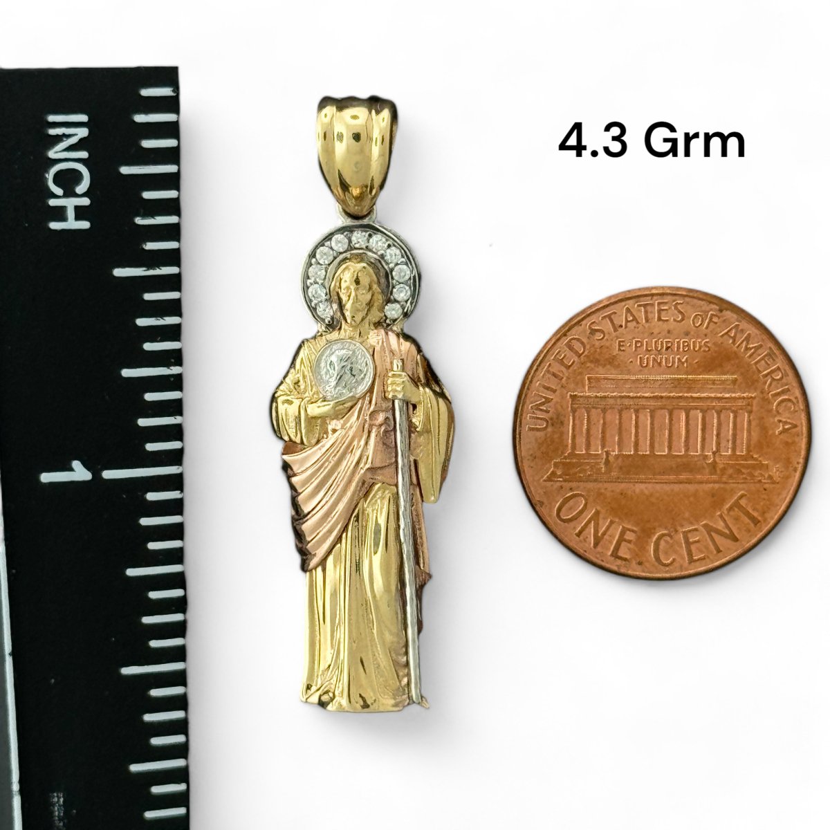 14KT Tri - Color Gold Saint Jude 3D Pendants - Multiple Sizes