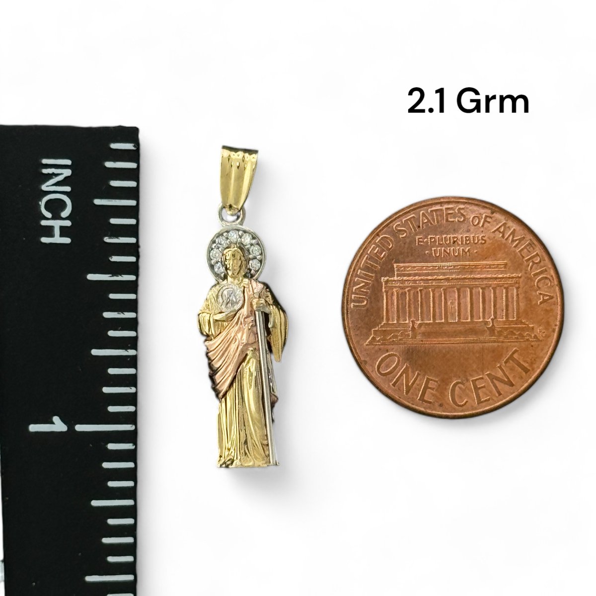 14KT Tri - Color Gold Saint Jude 3D Pendants - Multiple Sizes