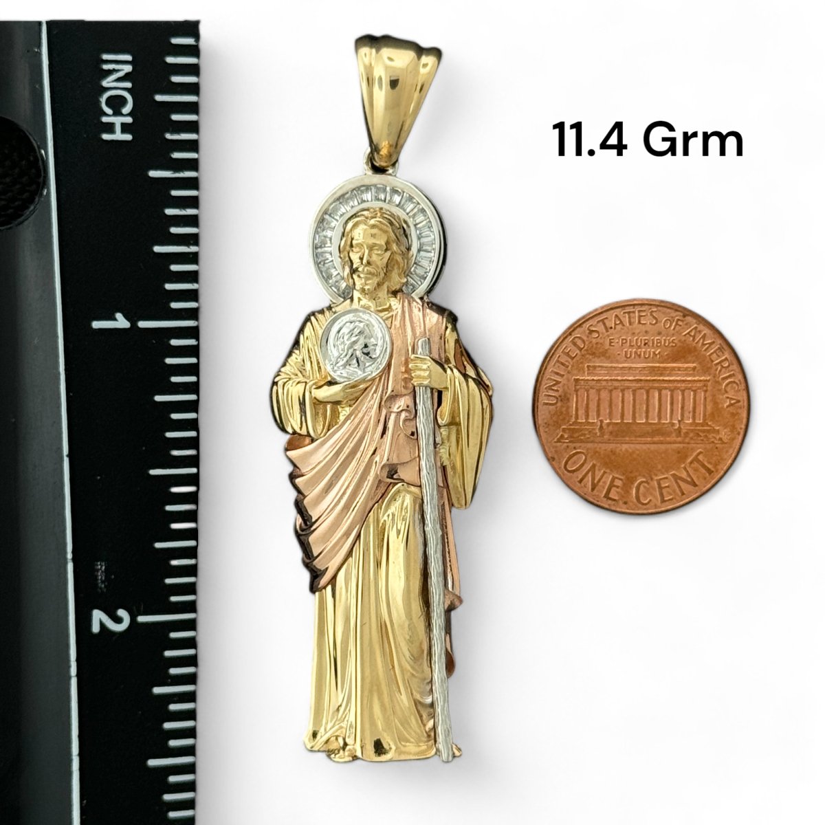 14KT Tri - Color Gold Saint Jude 3D Pendants - Multiple Sizes