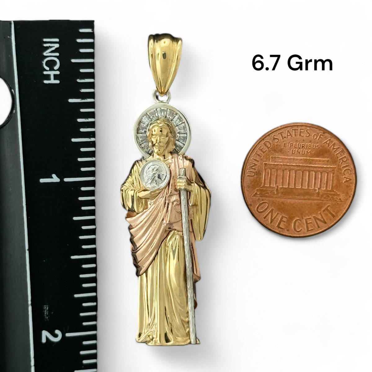 14KT Tri - Color Gold Saint Jude 3D Pendants - Multiple Sizes