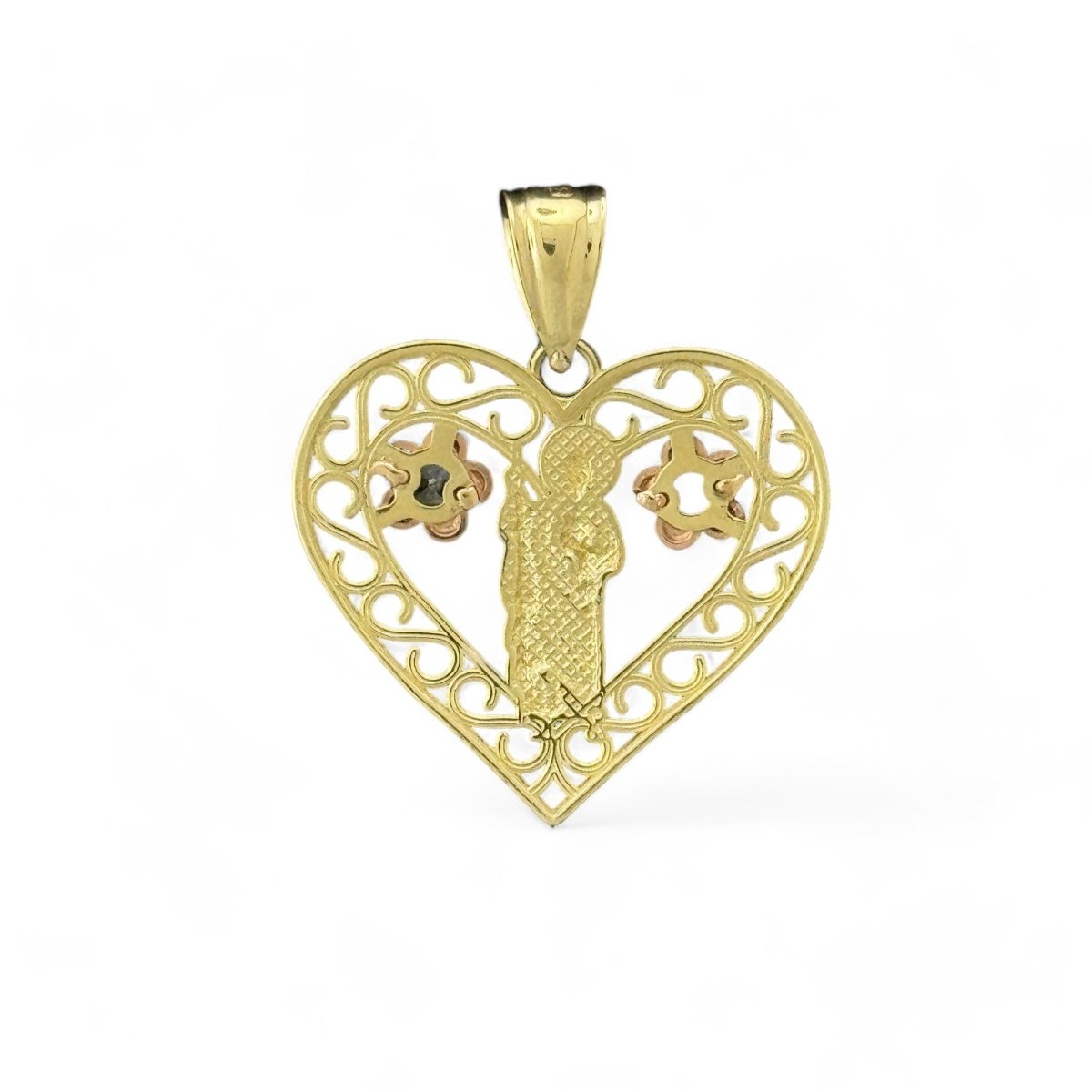 14KT Tri - Color Gold Saint Jude Heart Pendant