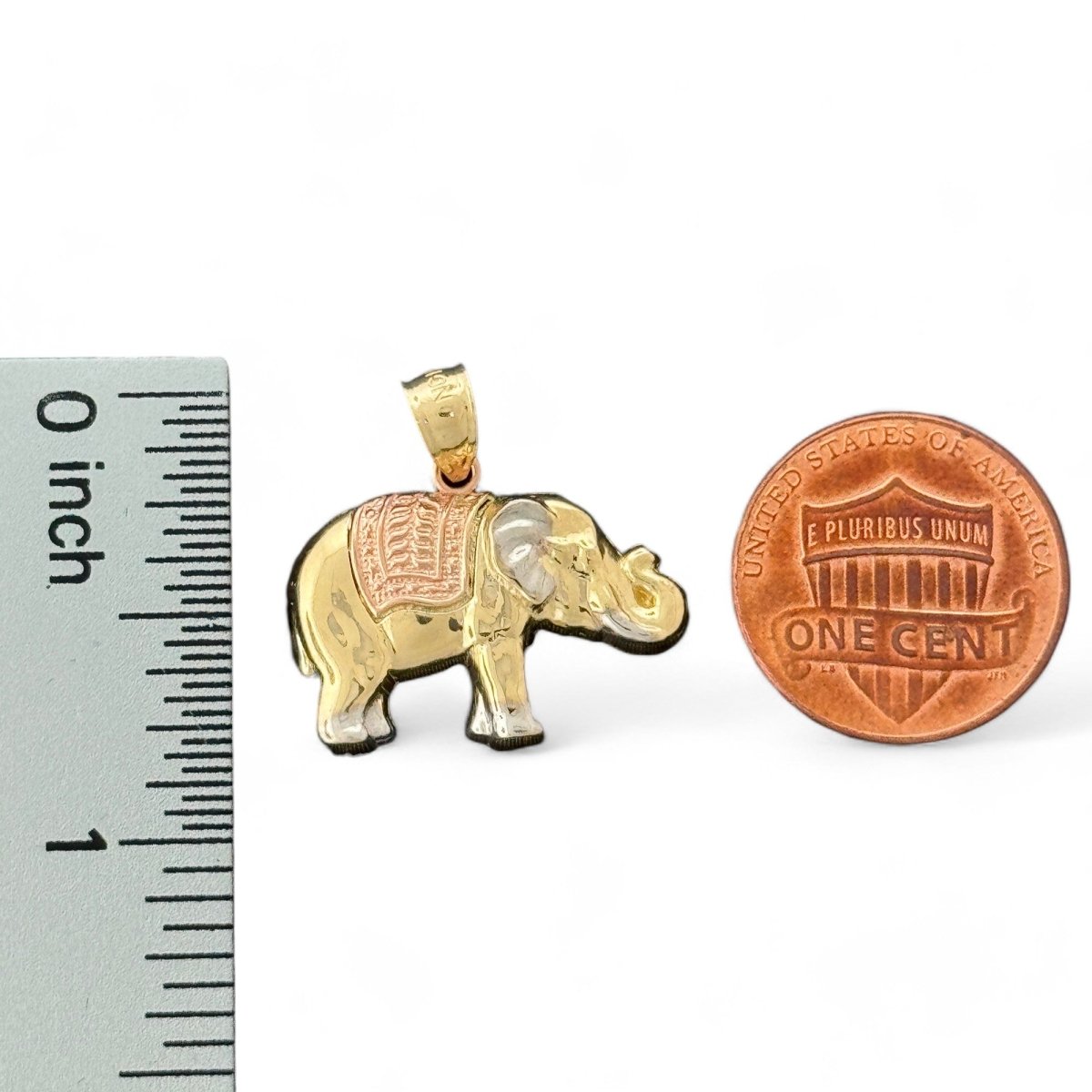 14KT Tri - Color Gold Small Elephant Pendant