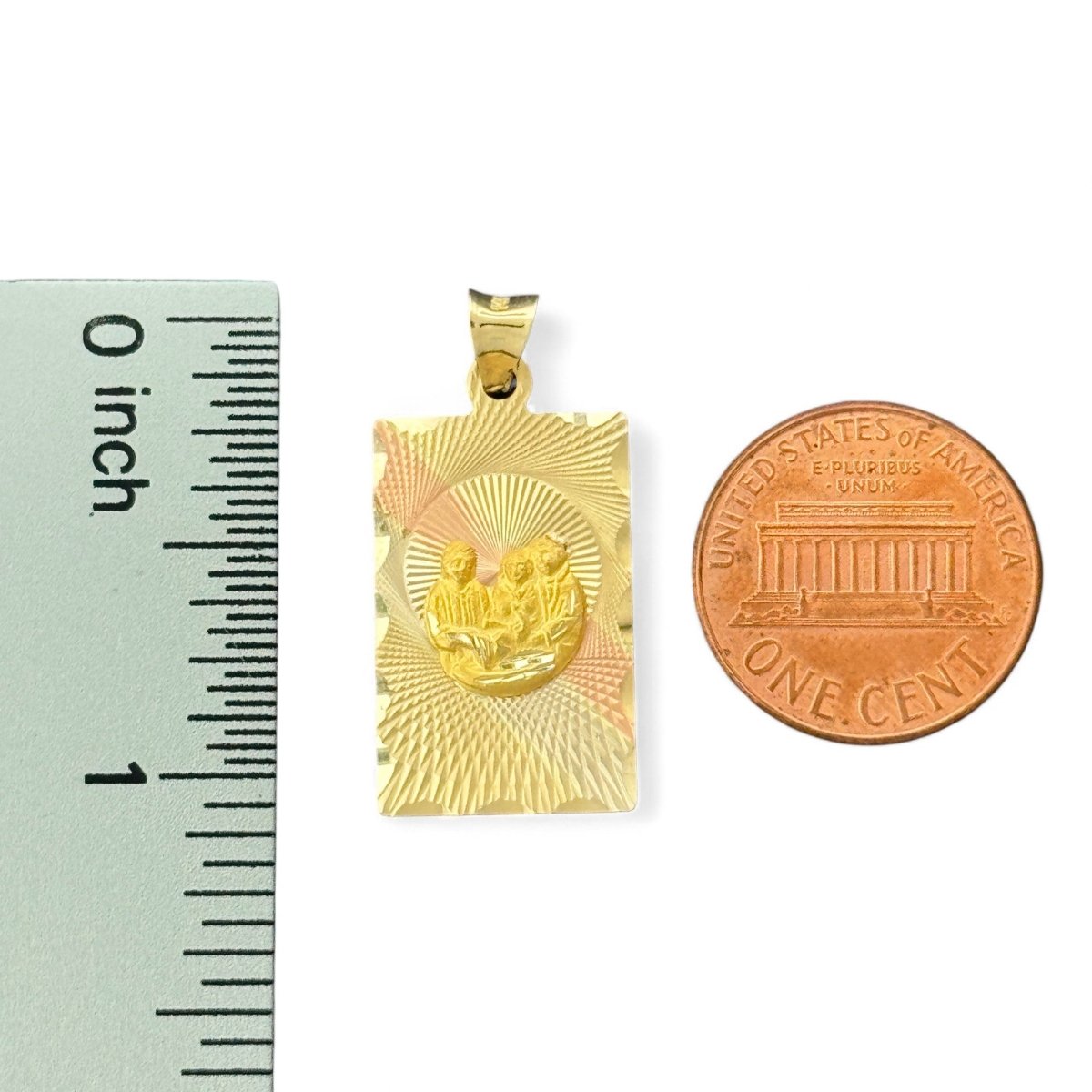 14KT Tricolor Gold Baptism Pendant