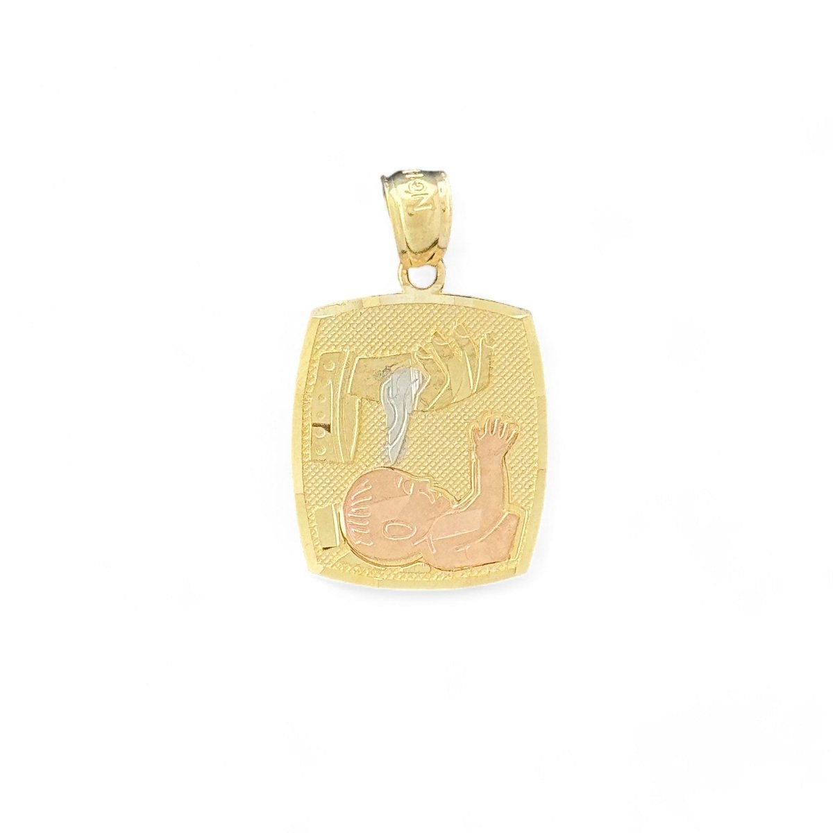 14KT Tricolor Gold Baptism Pendant