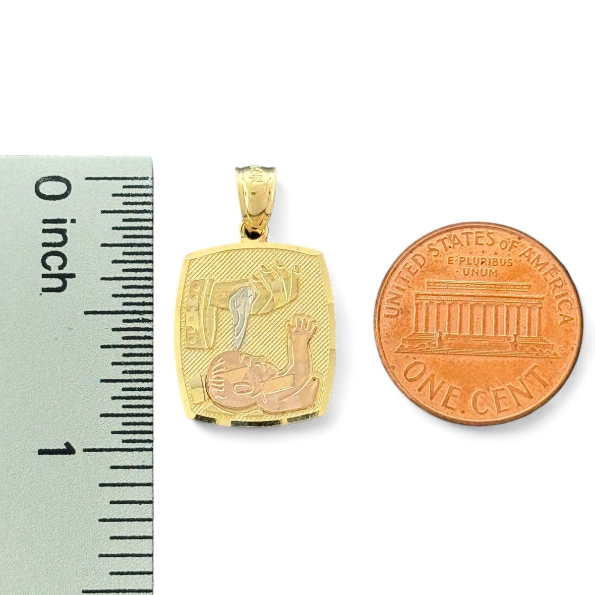 14KT Tricolor Gold Baptism Pendant