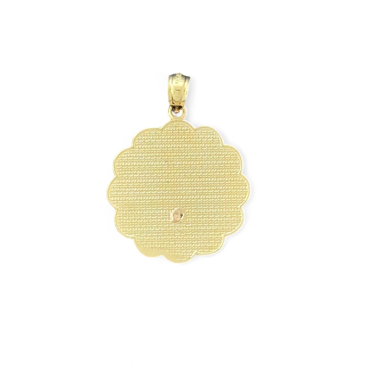 14KT Tricolor Gold Mi Bautizo Scalloped Pendant