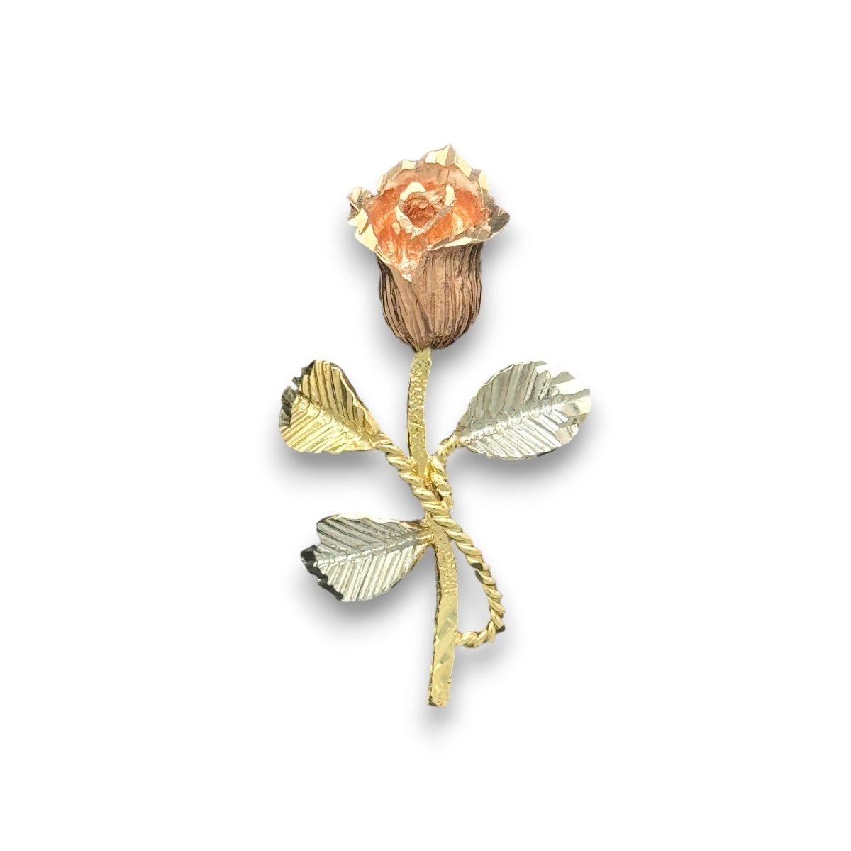 14KT Tricolor Gold Rose Pendant
